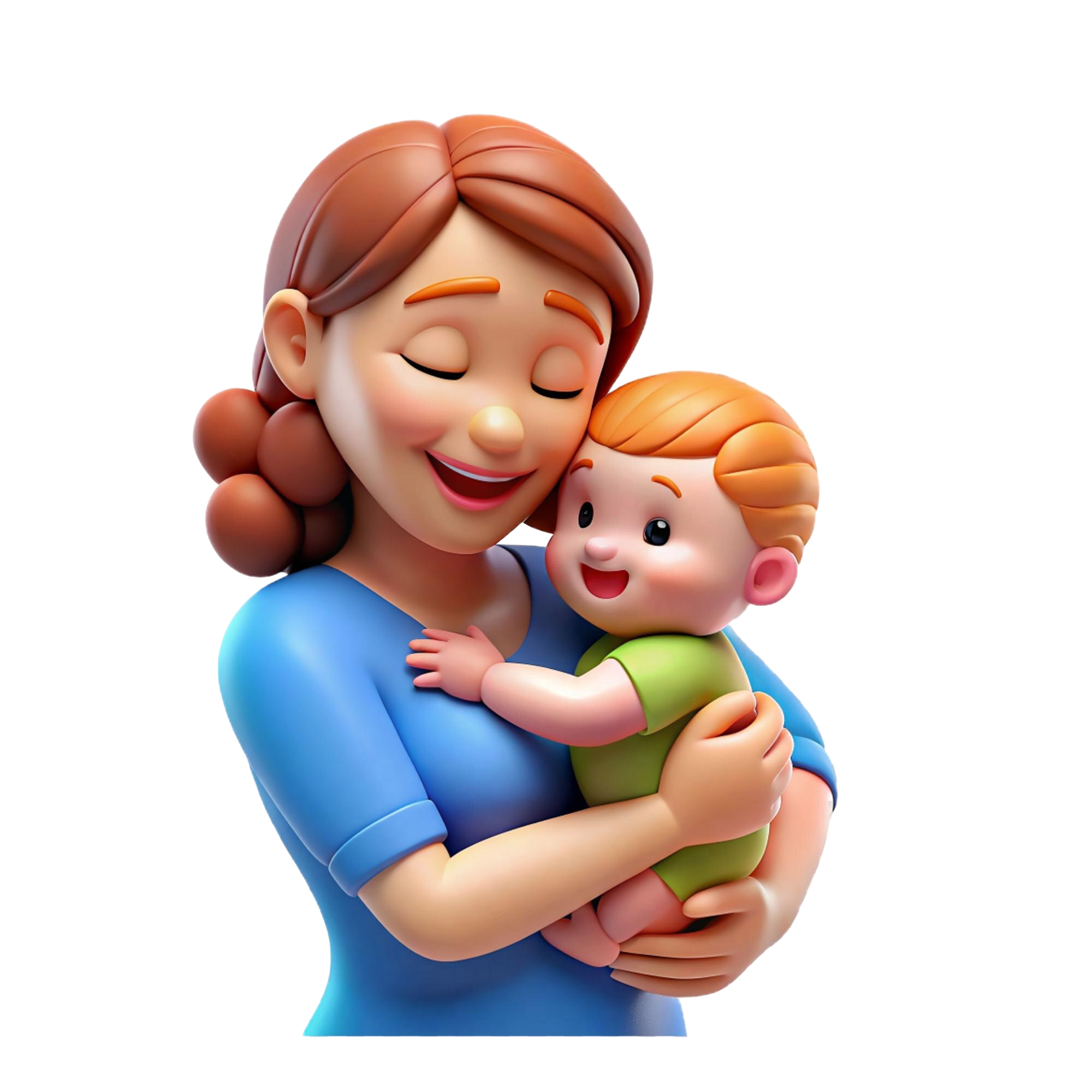 happy-mother-hugging-baby-cute-3d-cartoon-mom-child-illustration-isolated-transparent